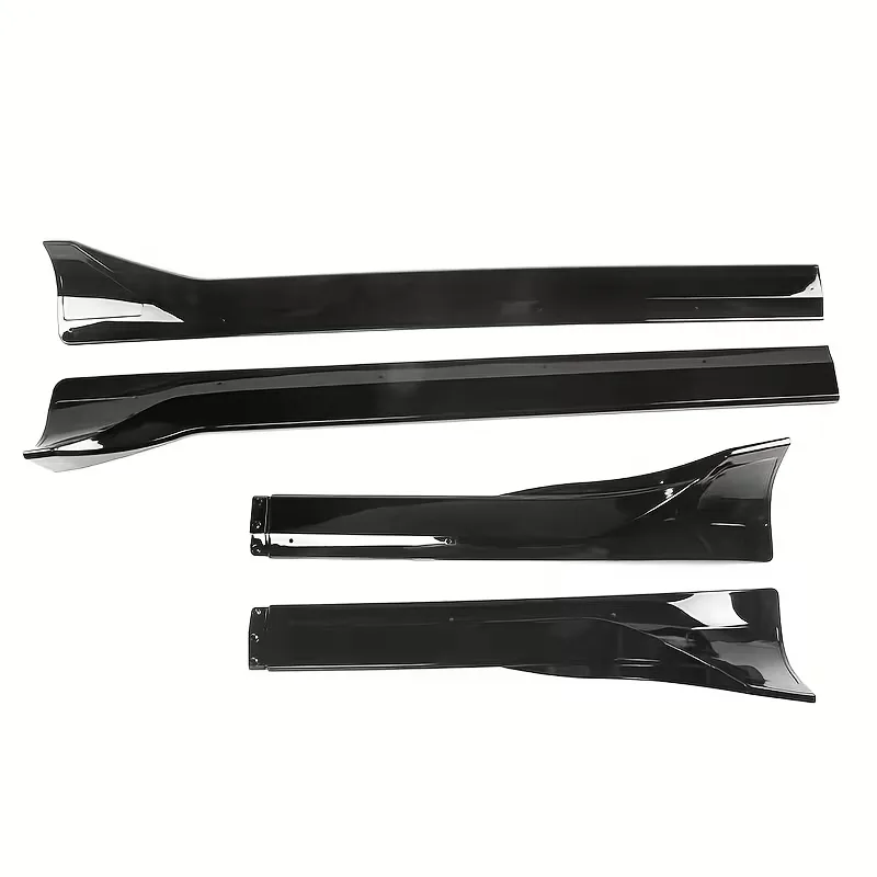 Four gloss black pieces laid out flat on white — two long rocker sections and two shorter angled end pieces