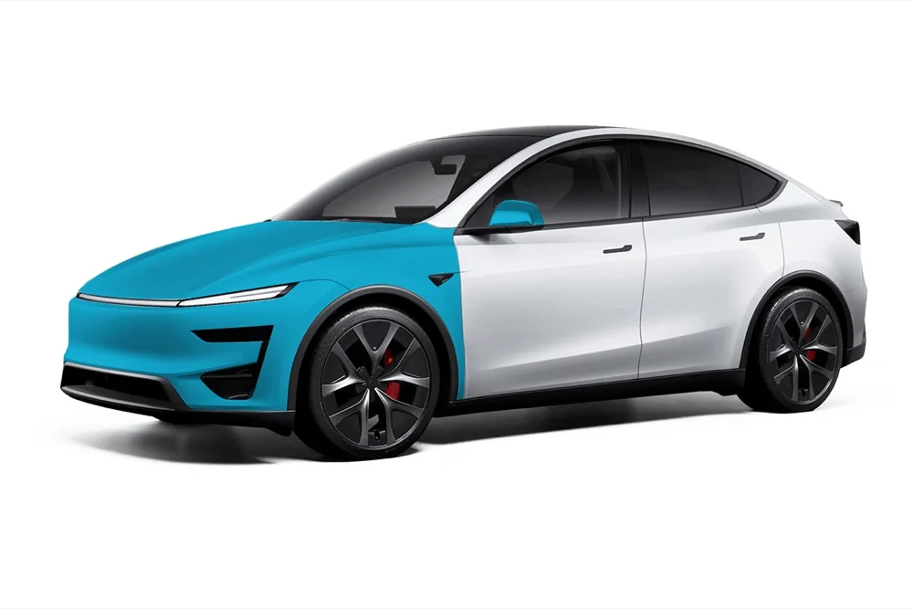 Model Y with the entire front end highlighted as one wrapped region