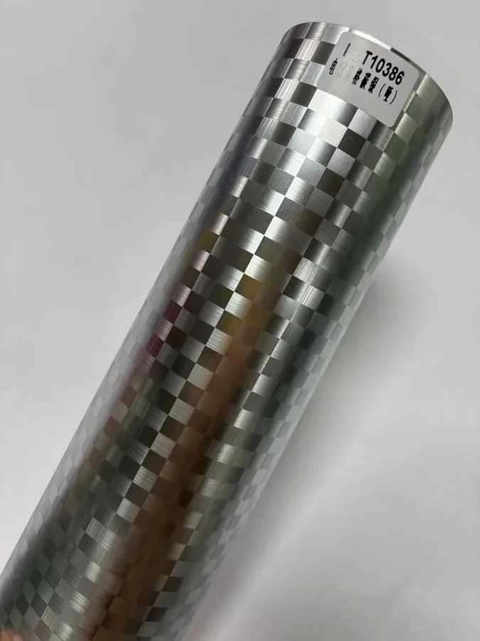 TeslaWrapper Space Film in Matte Chrome Checkered Carbon Silver